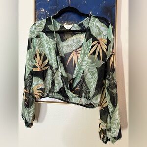 Swim cover top with Tropical print